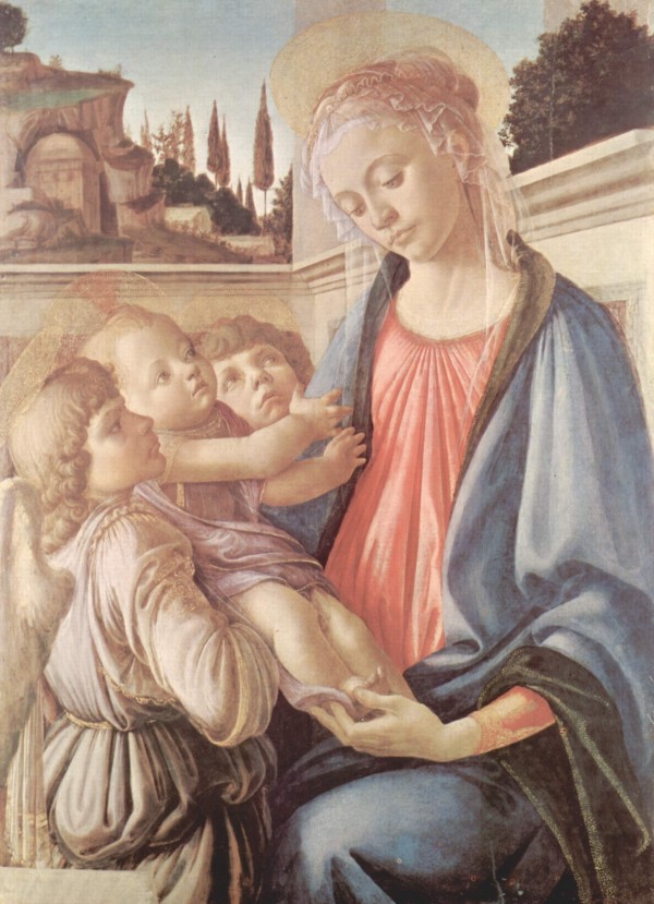 Madonna with two angels by Sandro Botticelli